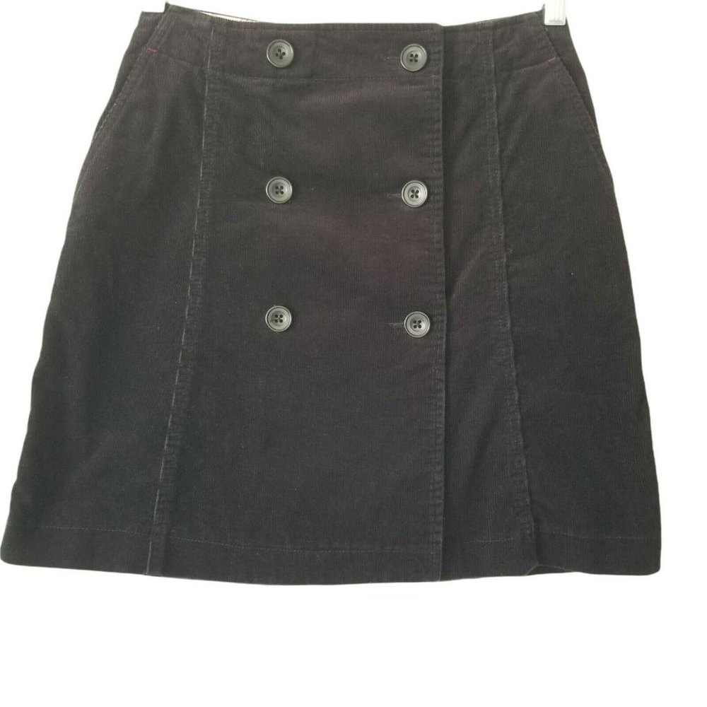 Ines De La Fressange Uniglo Black Corduroy Duouble Button Skirt Boxy Pockets 6